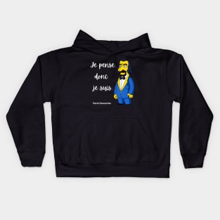 Je pense, donc je suis. - René Descartes Character and Quote Kids Hoodie